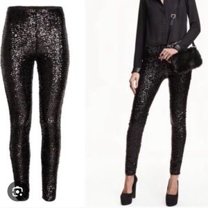 H&M black sequin leggings NWOT